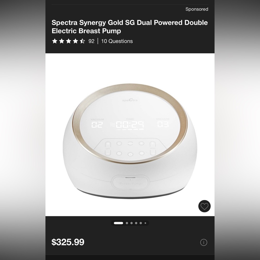 Spectra White and Gold Dual Powered Breast Pump